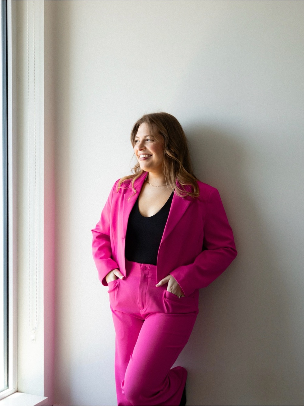 Women's ONLY Hot Pink Cropped Blazer & Pants Set